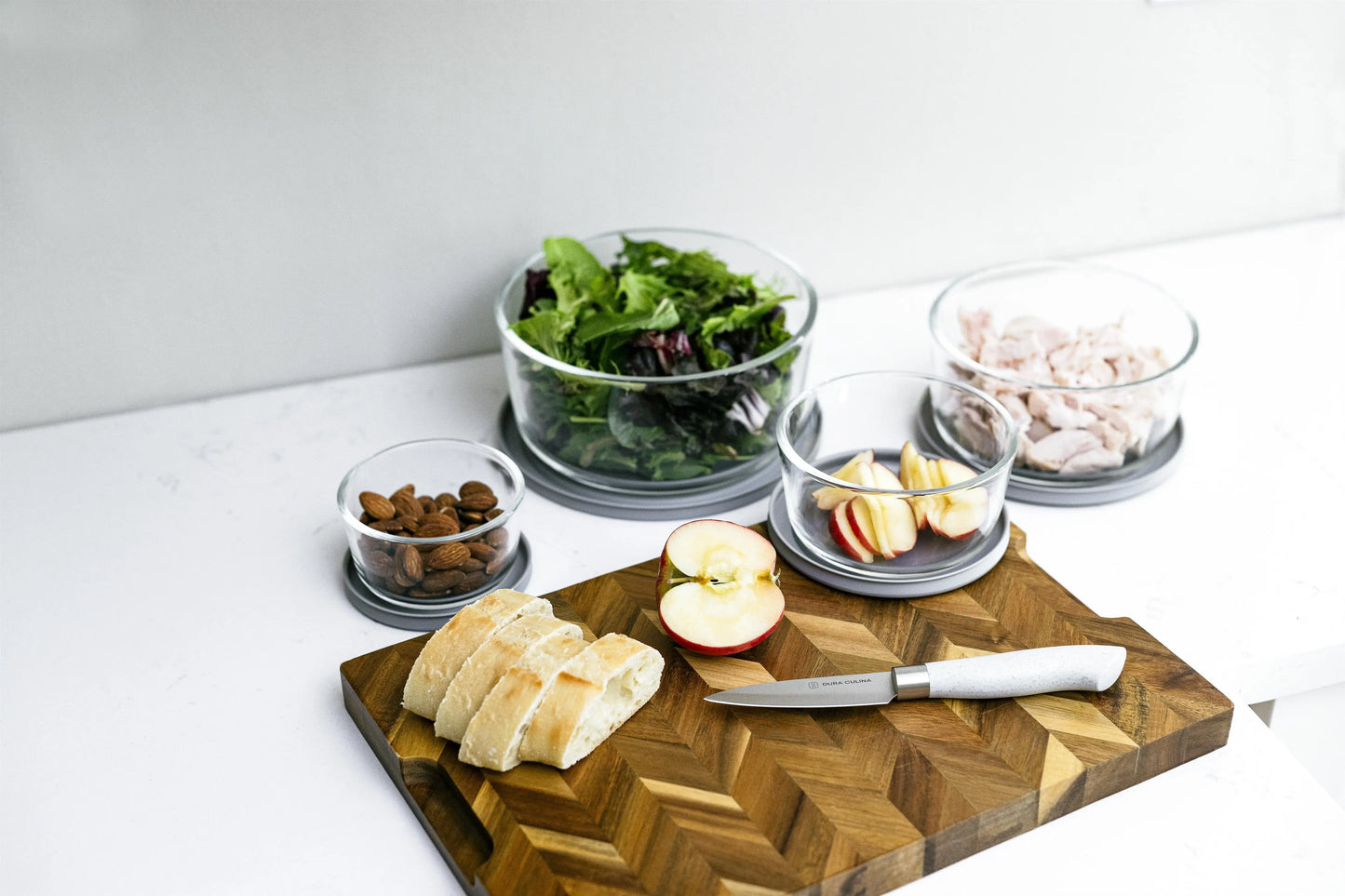 Glass Food Storage Containers - 8 Piece Round Nesting Space-Saving Set Dura Living LLC
