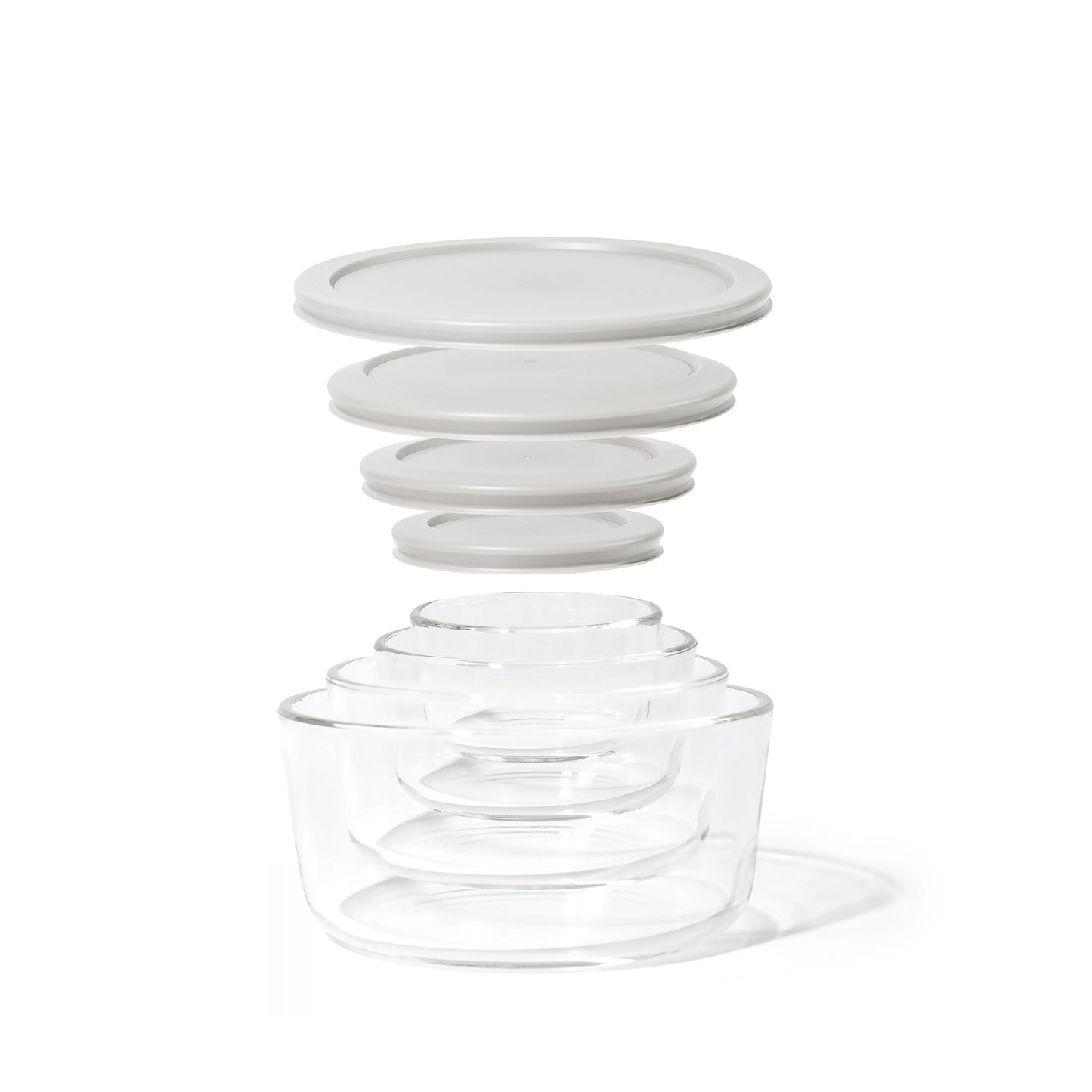 Glass Food Storage Containers - 8 Piece Round Nesting Space-Saving Set Dura Living LLC