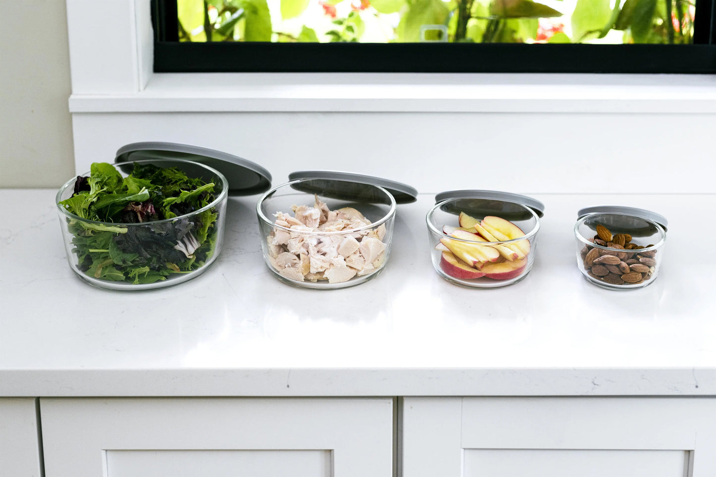 Glass Food Storage Containers - 8 Piece Round Nesting Space-Saving Set Dura Living LLC