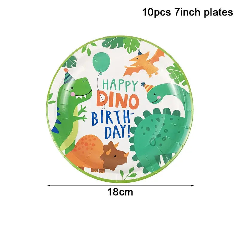 Dinosaur Party Supplies Dinosaur Tableware Set Happy Birthday Decorations Kids OMEZMART