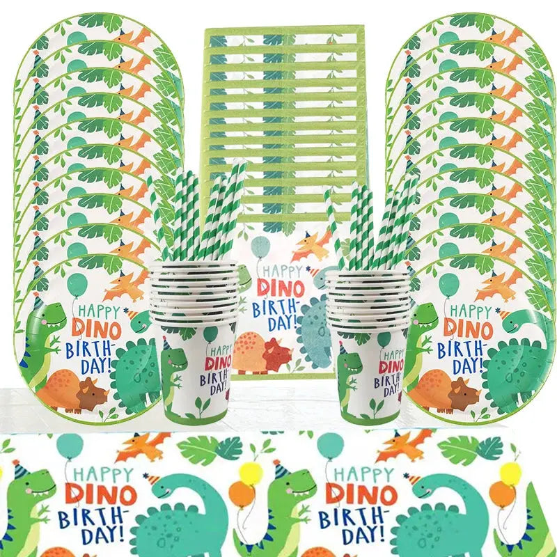 Dinosaur Party Supplies Dinosaur Tableware Set Happy Birthday Decorations Kids OMEZMART