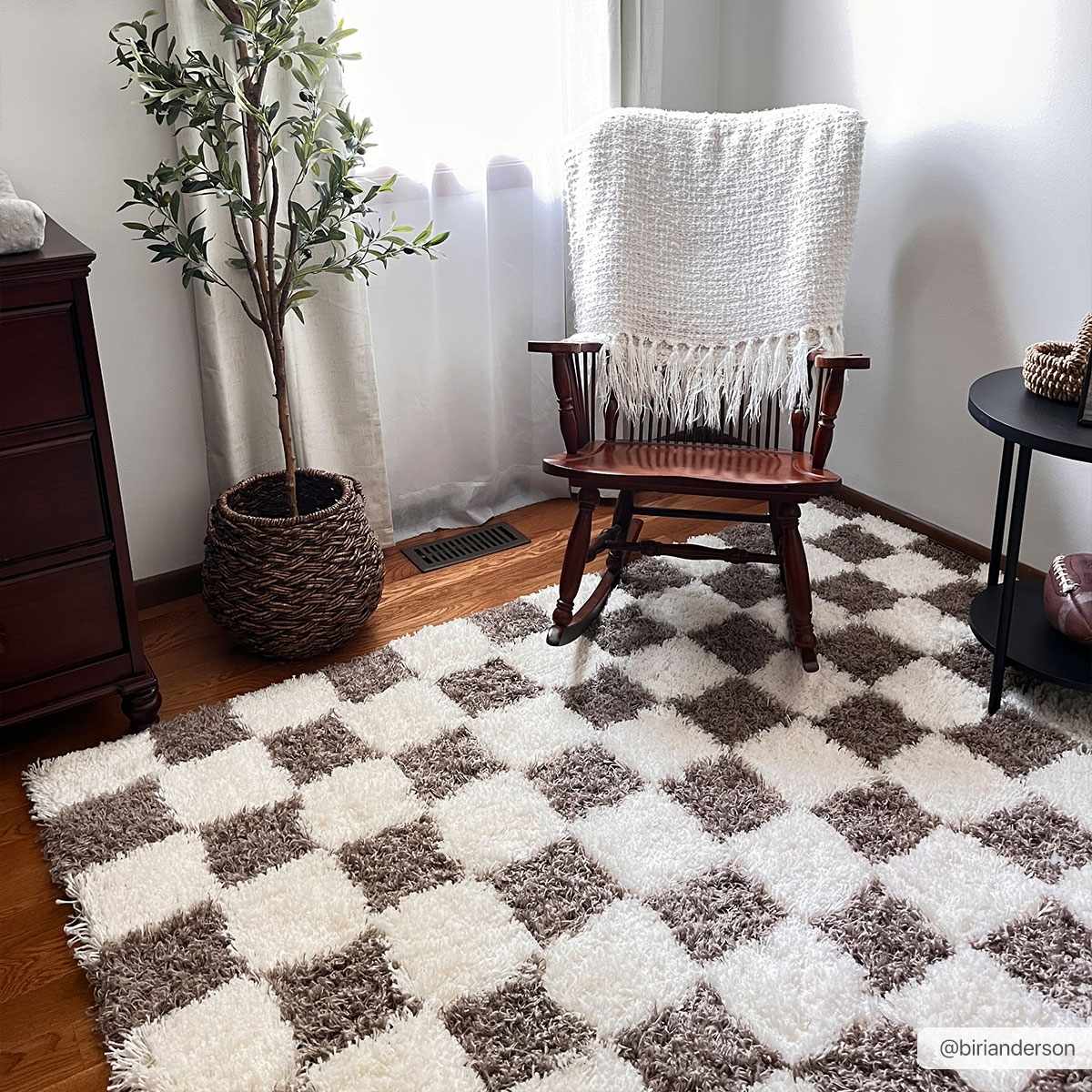 Atira Brown Checkered Area Rug Hauteloom LLC