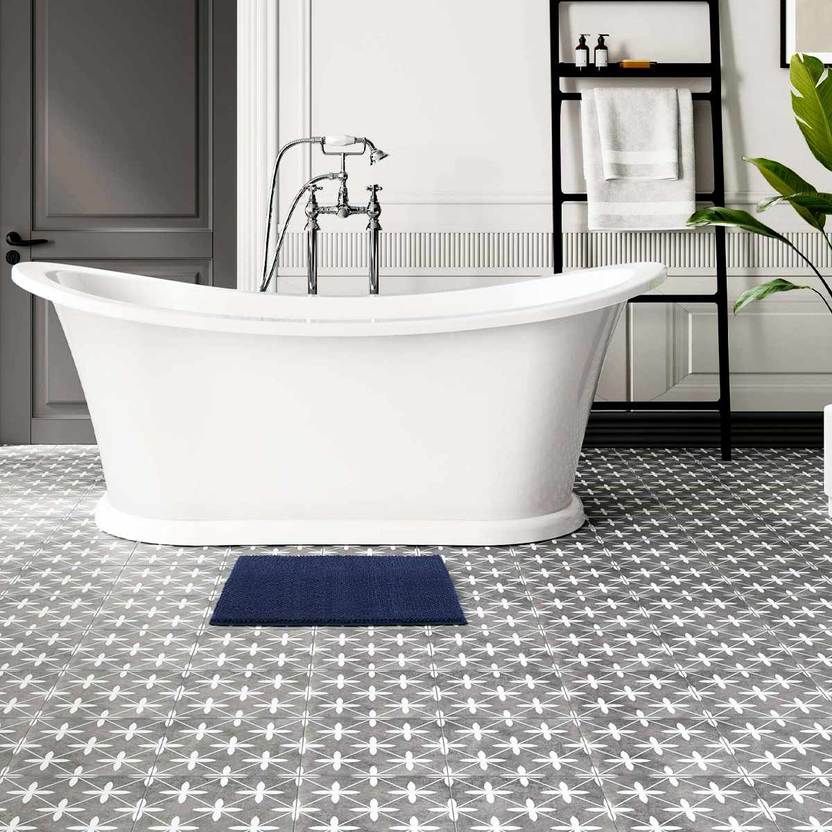 Washable Bath Mat, Navy Blue