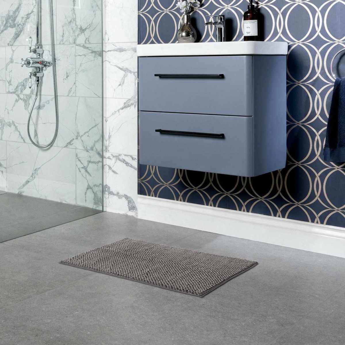 Washable Bath Mat, Dark Gray