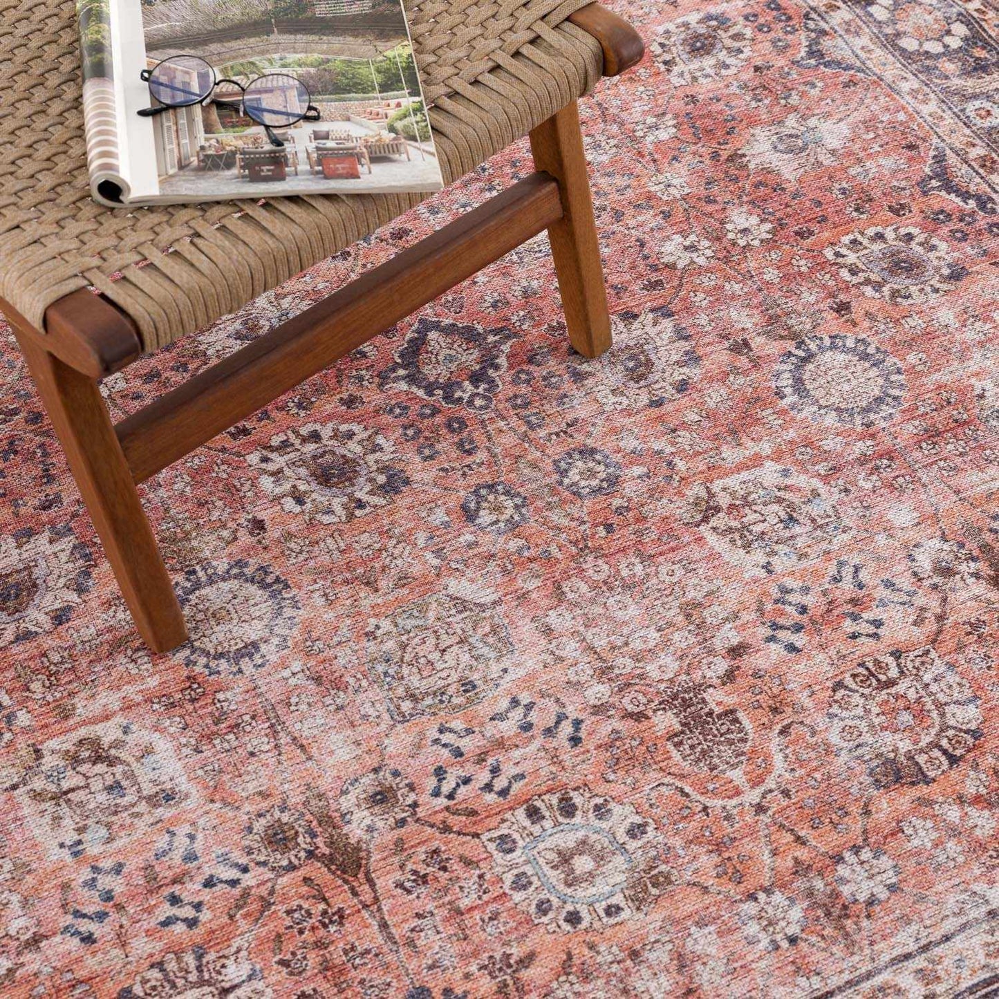 Ganyangan Red Washable Rug Hauteloom LLC