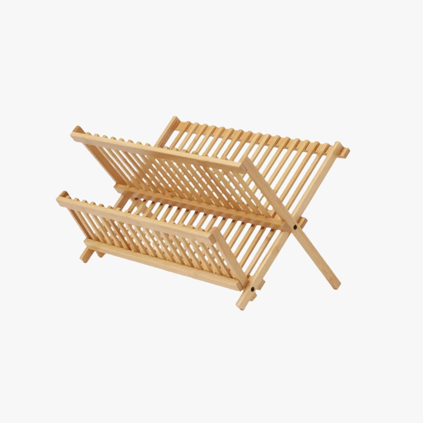 Bamboo Dish Drying Rack - 2-Tier Foldable Dish Rack for Kitchen Counter Dura Living LLC