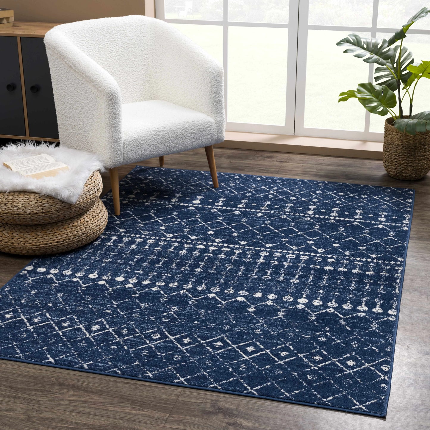 Tigrican Navy 2335 Area Rug Hauteloom LLC