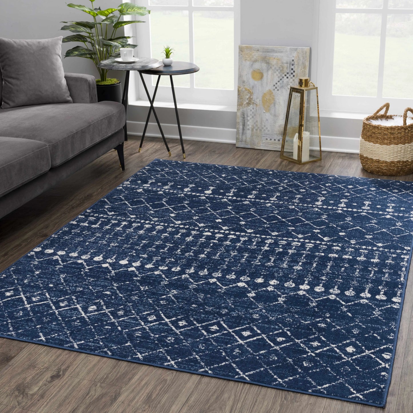 Tigrican Navy 2335 Area Rug Hauteloom LLC