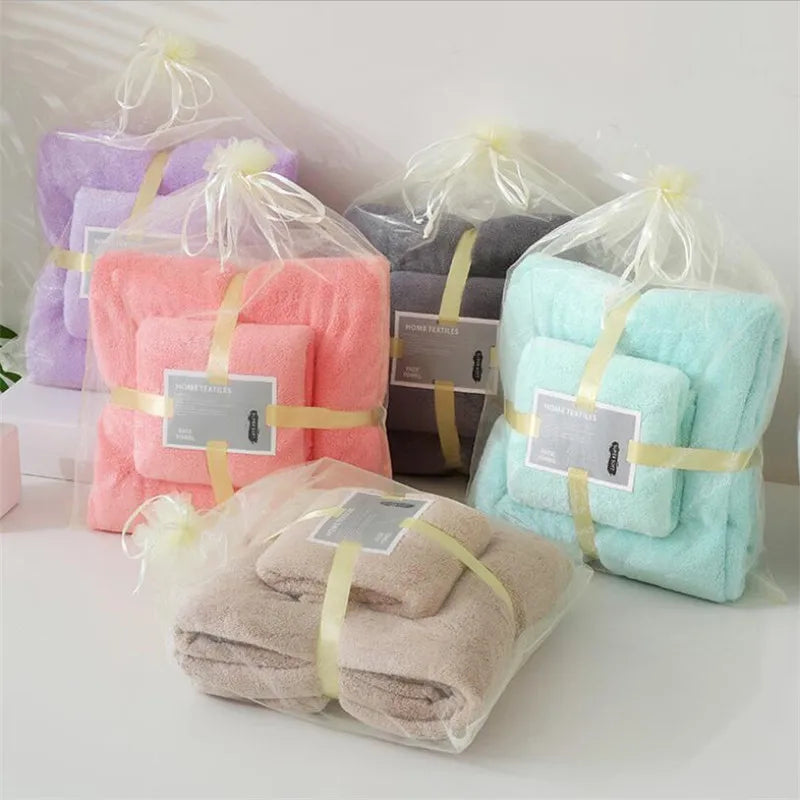 Coral Fleece Drying Towel Microfibre Bath Towel Set