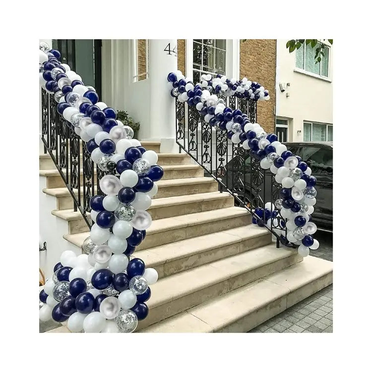 Party Decoration Silver Blue Balloon Garland Set OMEZMART