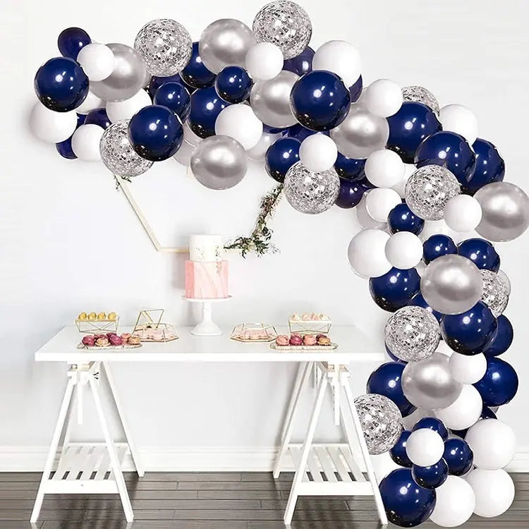 Party Decoration Silver Blue Balloon Garland Set OMEZMART