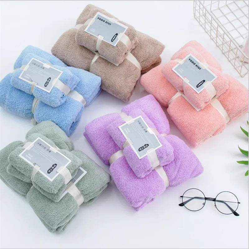 Coral Fleece Drying Towel Microfibre Bath Towel Set