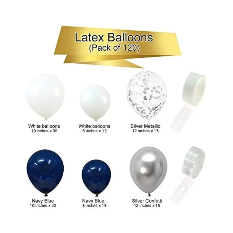 Party Decoration Silver Blue Balloon Garland Set OMEZMART
