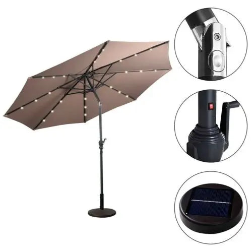 Ovida Outdoor Furniture Parasol Roma Banana Led Light Patio Umbrella OMEZMART