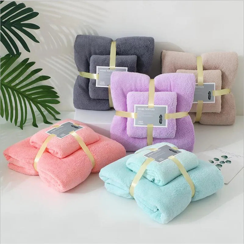 Coral Fleece Drying Towel Microfibre Bath Towel Set