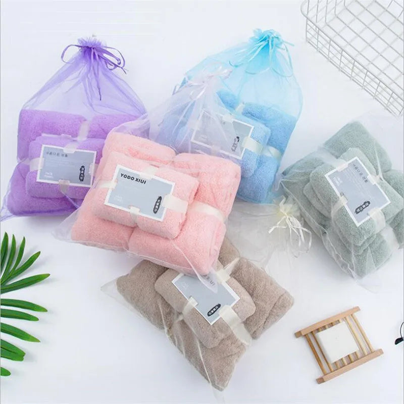 Coral Fleece Drying Towel Microfibre Bath Towel Set