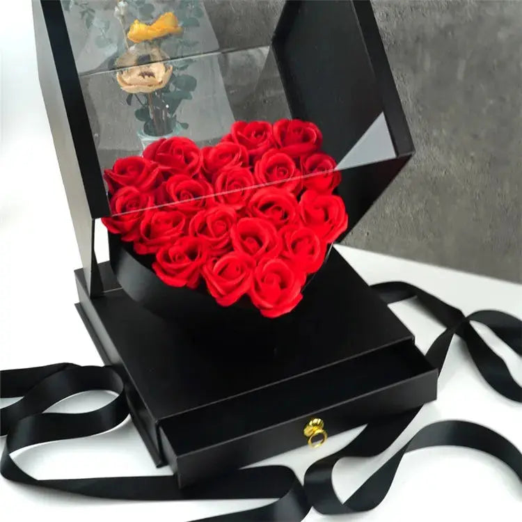 Acrylic Gift Box Artificial Soap Flowers Rose Gifts for Valentines Mothers Day OMEZMART