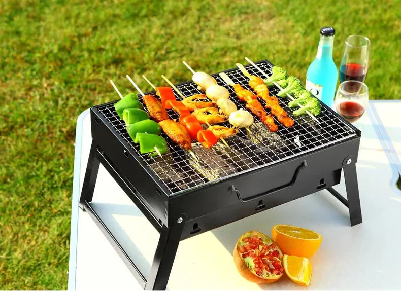 Barbecue Grill Portable Folding BBQ Grill Tabletop Outdoor Stainless Steel OMEZMART
