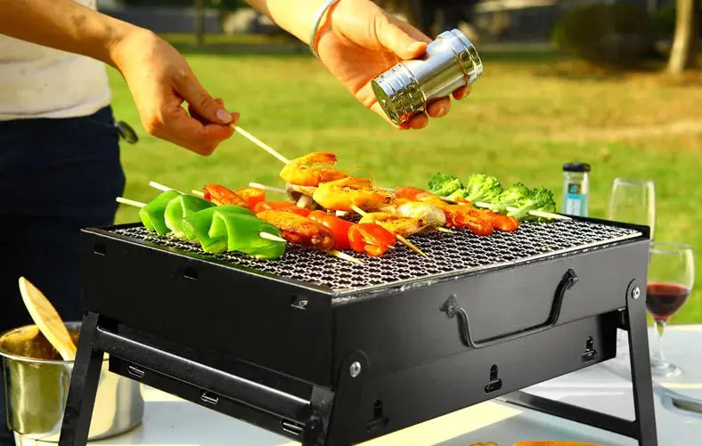 Barbecue Grill Portable Folding BBQ Grill Tabletop Outdoor Stainless Steel OMEZMART
