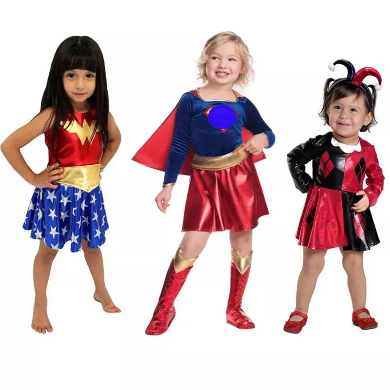 SuperHero Girls Costume for Kids Dress (3-9Years) Wonder Girls Party Dress OMEZMART