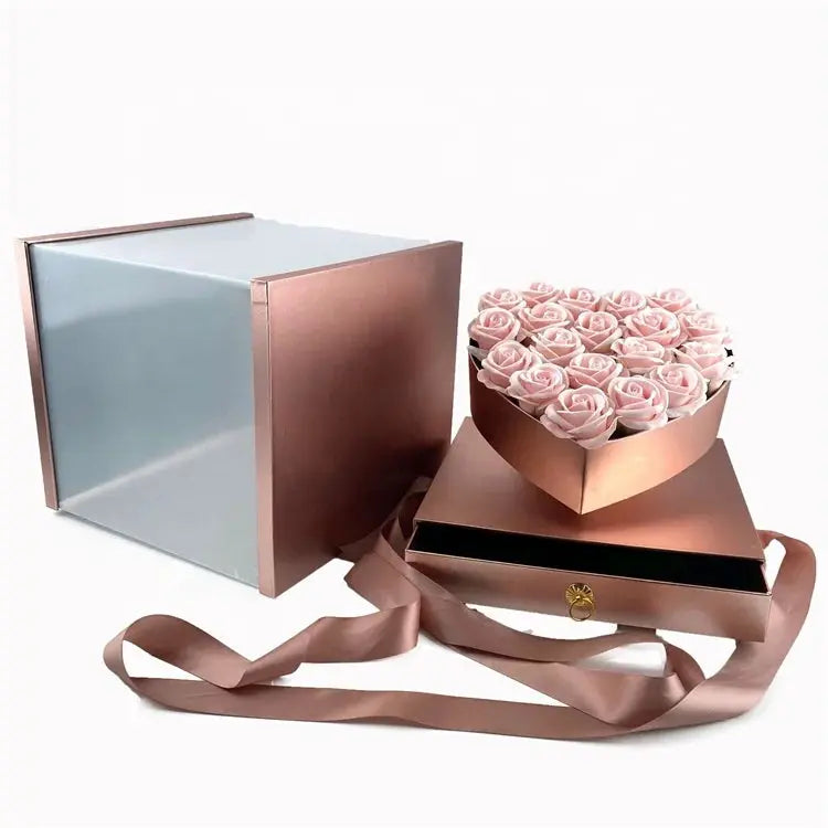Acrylic Gift Box Artificial Soap Flowers Rose Gifts for Valentines Mothers Day OMEZMART