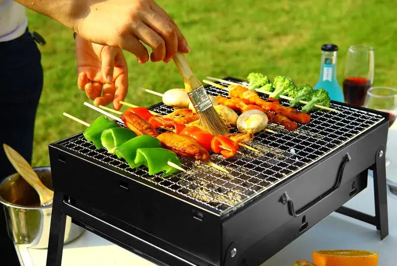 Barbecue Grill Portable Folding BBQ Grill Tabletop Outdoor Stainless Steel OMEZMART