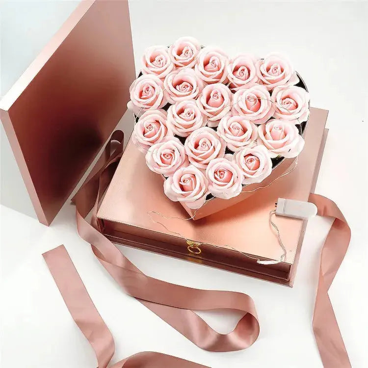 Acrylic Gift Box Artificial Soap Flowers Rose Gifts for Valentines Mothers Day OMEZMART