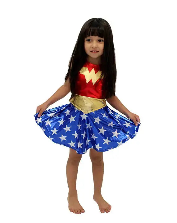 SuperHero Girls Costume for Kids Dress (3-9Years) Wonder Girls Party Dress OMEZMART