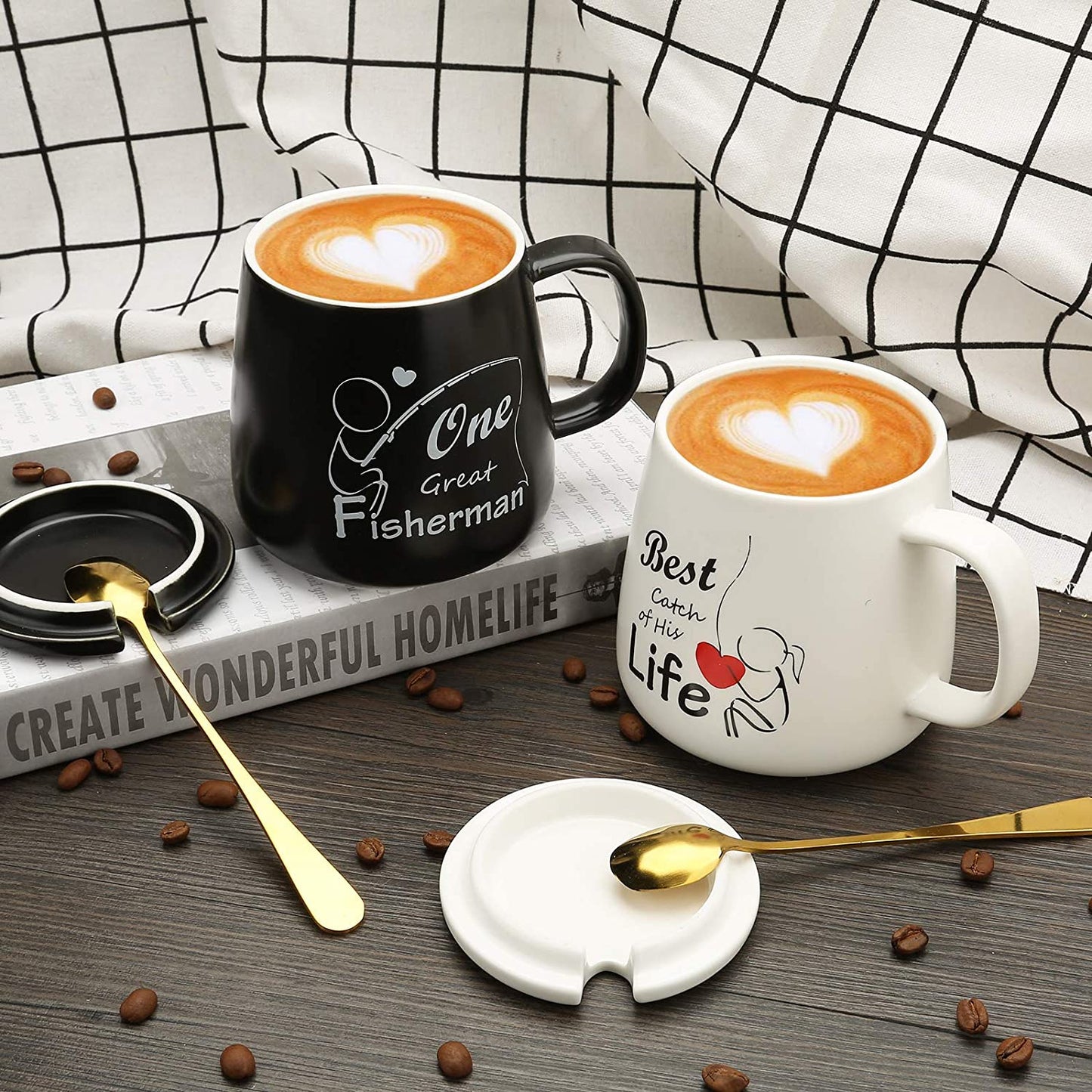 Coffee Couple Mugs Gift Set | Unique Engagement & Wedding Gifts for Couples