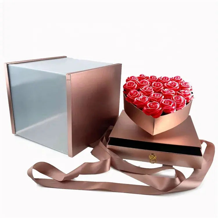 Acrylic Gift Box Artificial Soap Flowers Rose Gifts for Valentines Mothers Day OMEZMART