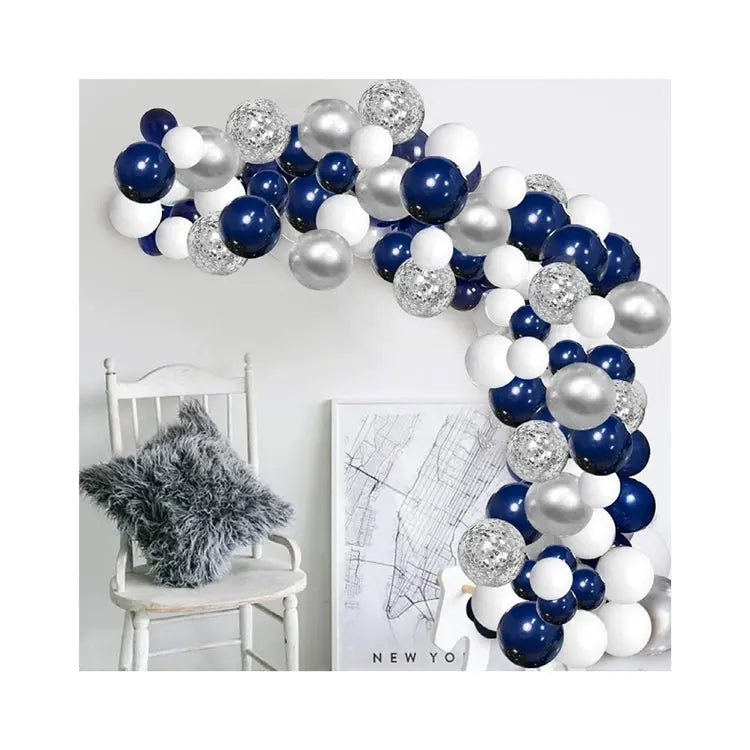 Party Decoration Silver Blue Balloon Garland Set OMEZMART