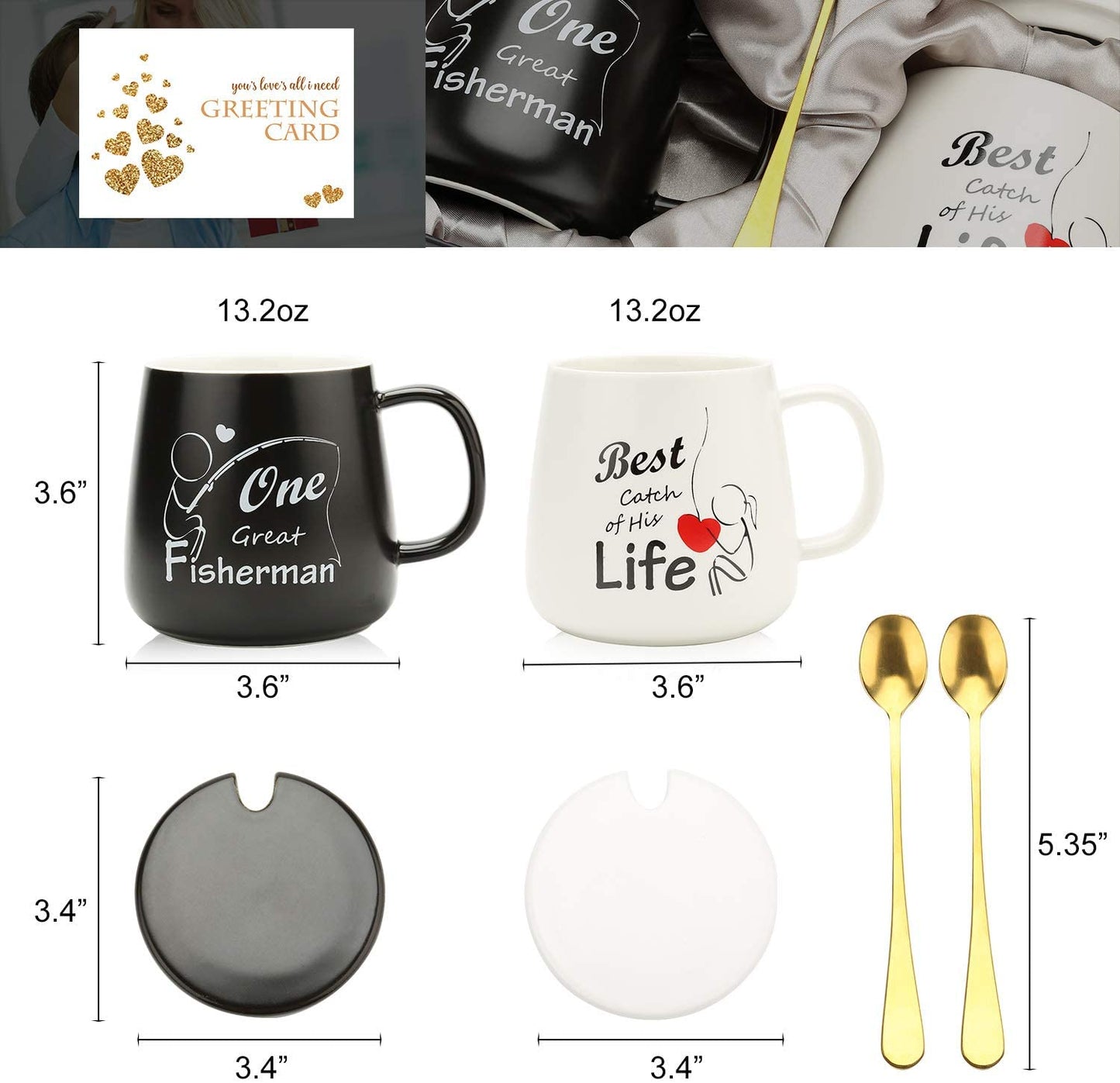 Coffee Couple Mugs Gift Set | Unique Engagement & Wedding Gifts for Couples