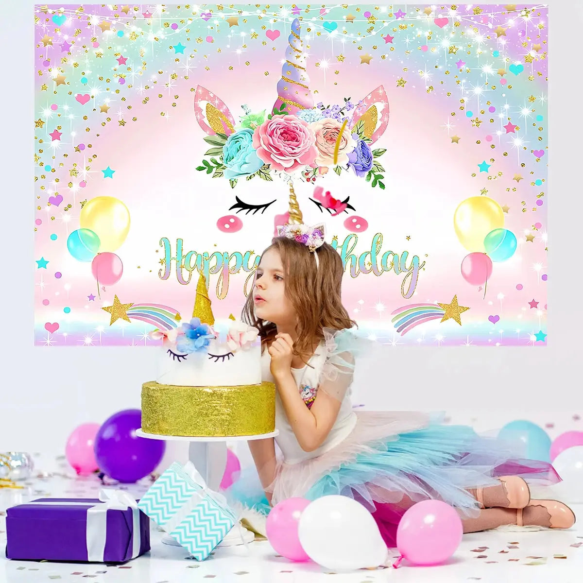 Rainbow Unicorn Disposable Tableware Birthday Party Decorations OMEZMART