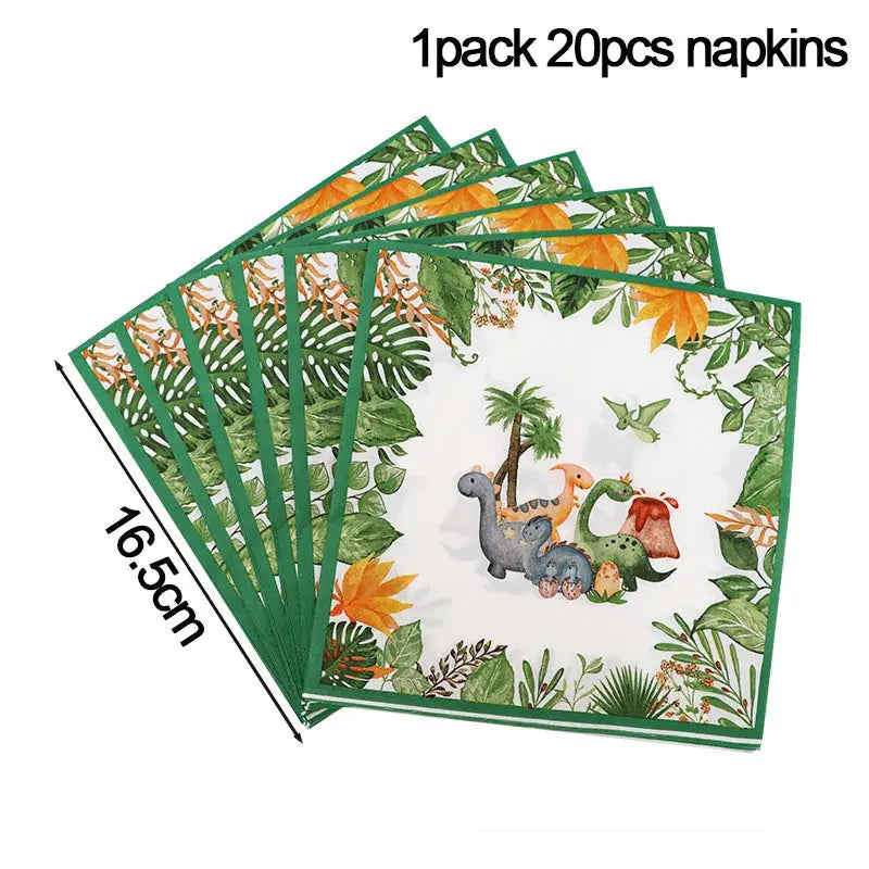 Dinosaur Party Supplies Dinosaur Tableware Set Happy Birthday Decorations Kids OMEZMART
