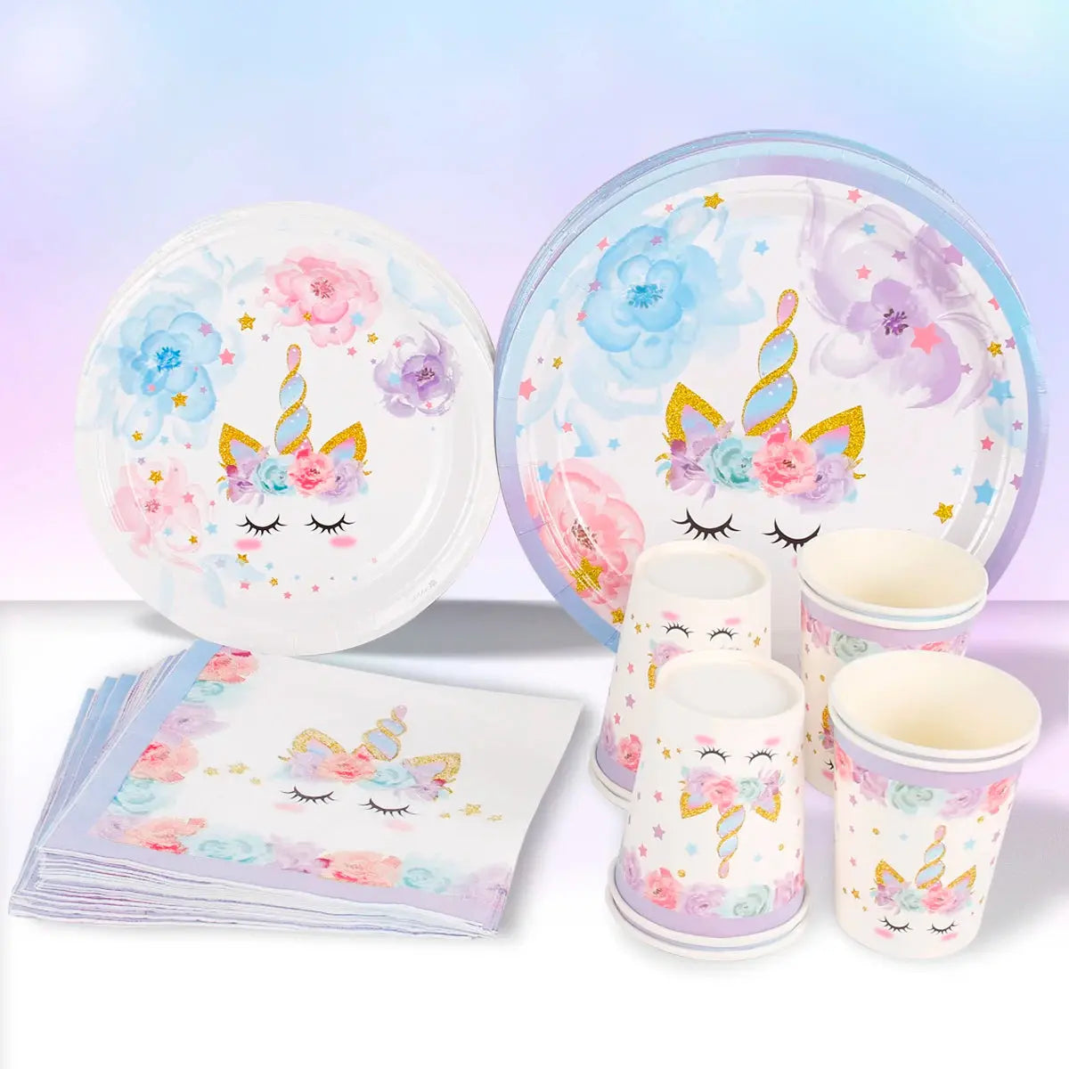 Rainbow Unicorn Disposable Tableware Birthday Party Decorations OMEZMART