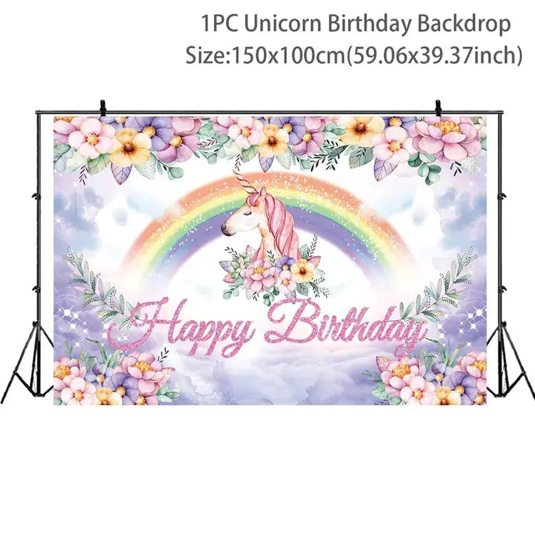 Rainbow Unicorn Disposable Tableware Birthday Party Decorations OMEZMART