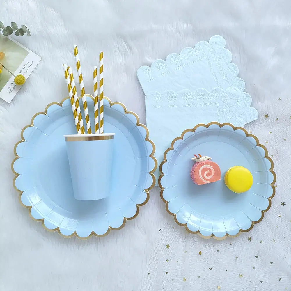 Purple Pink Petal Series Disposable Tableware Birthday Party Decoration OMEZMART