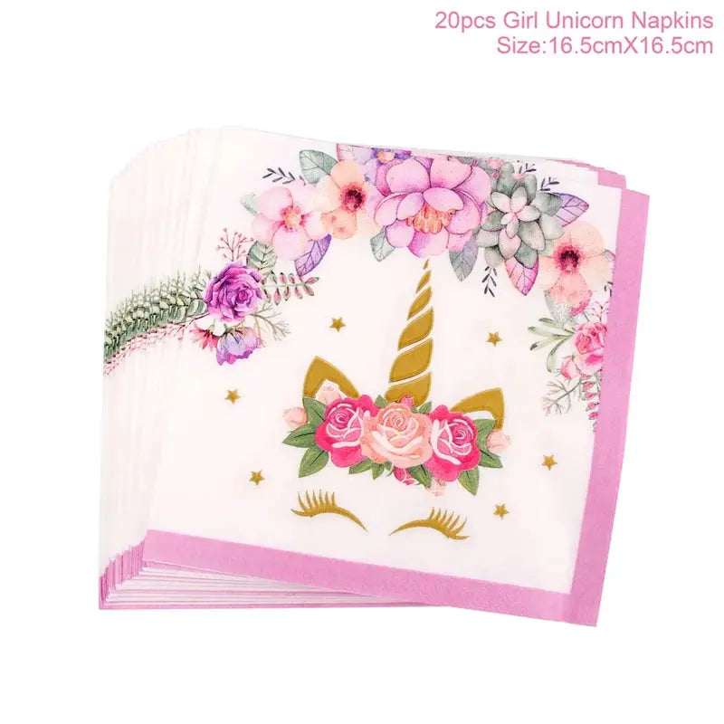 Rainbow Unicorn Disposable Tableware Birthday Party Decorations OMEZMART