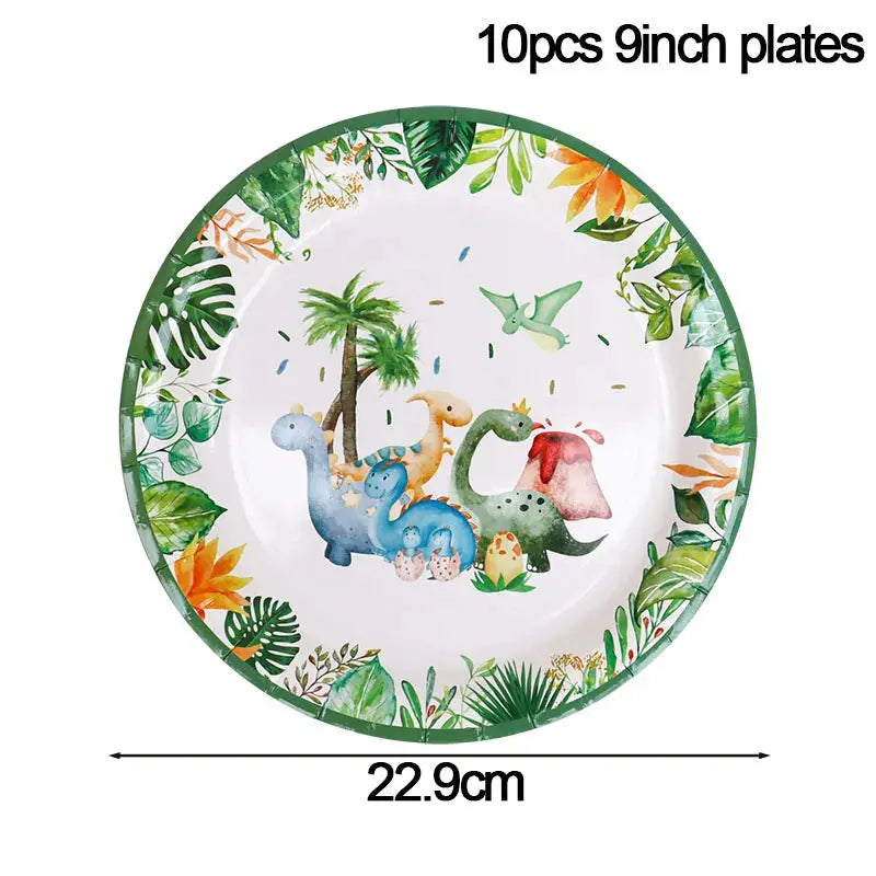 Dinosaur Party Supplies Dinosaur Tableware Set Happy Birthday Decorations Kids OMEZMART