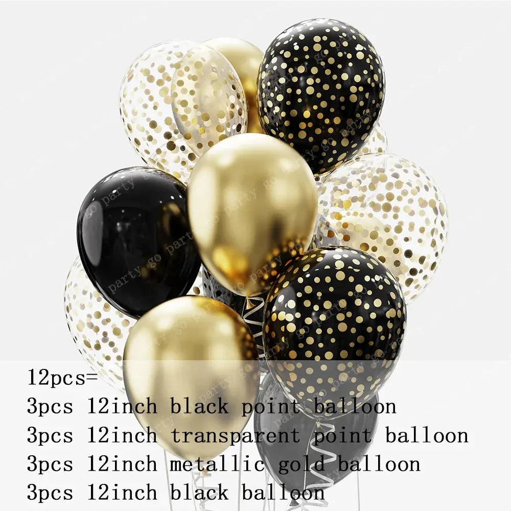 Black Gold Latex Balloons Birthday Party Decorations Baby Shower Supplies OMEZMART
