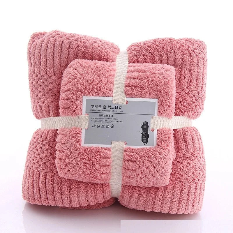 Coral Fleece Drying Towel Microfibre Bath Towel Set