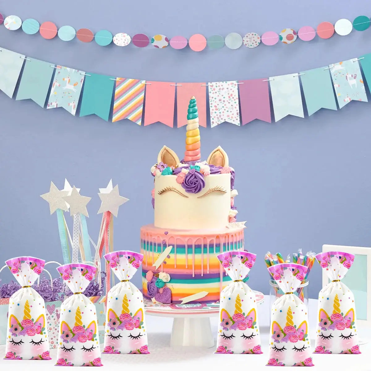 Rainbow Unicorn Disposable Tableware Birthday Party Decorations OMEZMART