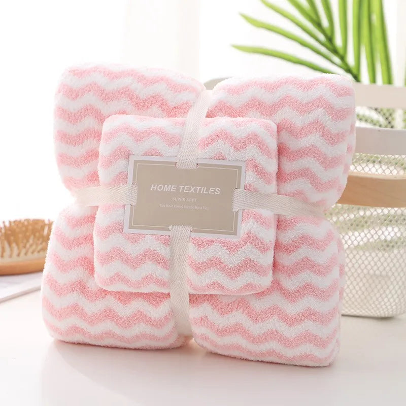 Coral Fleece Drying Towel Microfibre Bath Towel Set