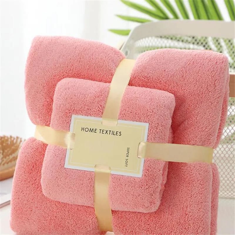 Coral Fleece Drying Towel Microfibre Bath Towel Set