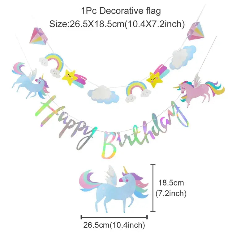 Rainbow Unicorn Disposable Tableware Birthday Party Decorations OMEZMART