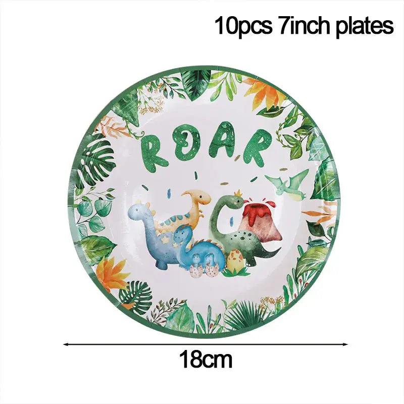 Dinosaur Party Supplies Dinosaur Tableware Set Happy Birthday Decorations Kids OMEZMART