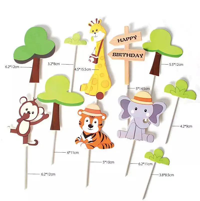 Woodland Animals Cake Decor Jungle Safari Party Cake Topper Birthday OMEZMART