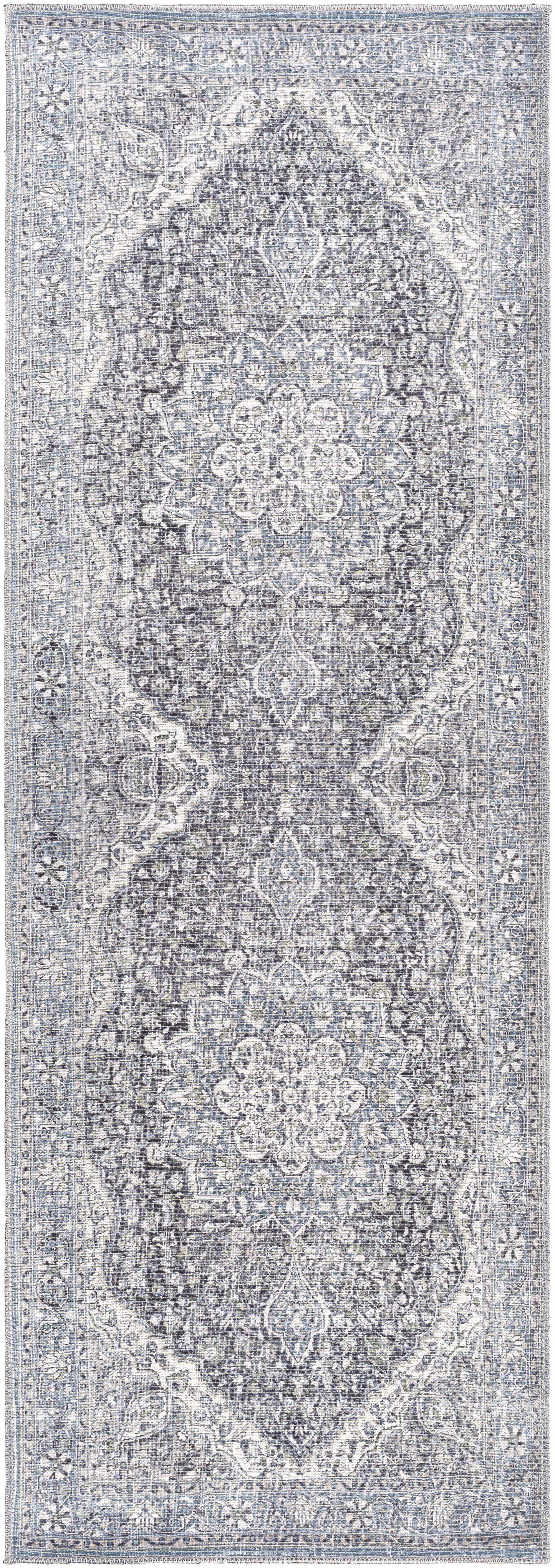 Tavas Blue Medallion Washable Rug Hauteloom LLC