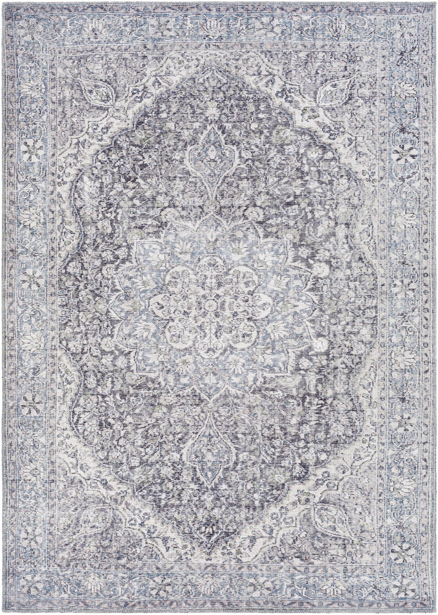 Tavas Blue Medallion Washable Rug Hauteloom LLC