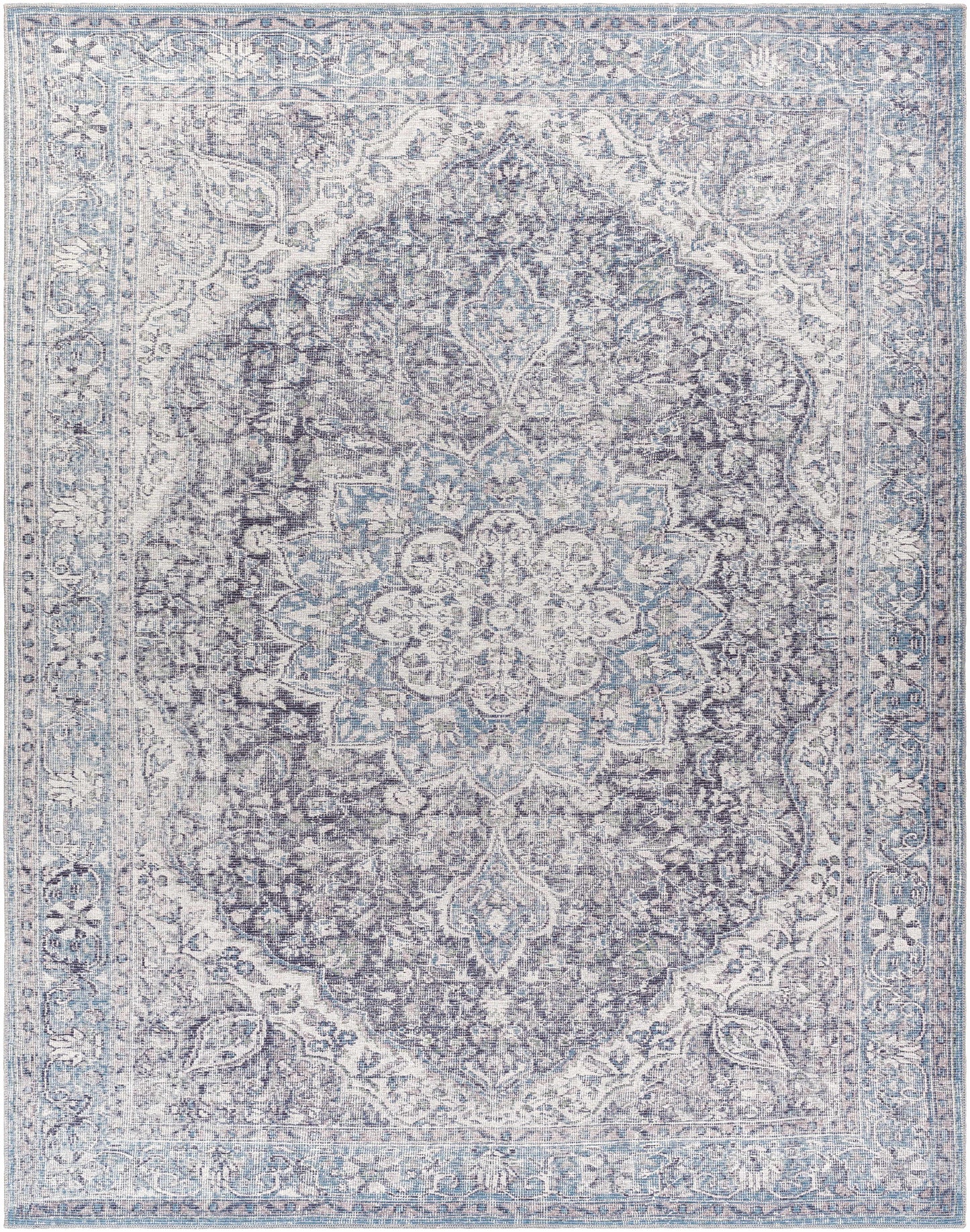 Tavas Blue Medallion Washable Rug Hauteloom LLC